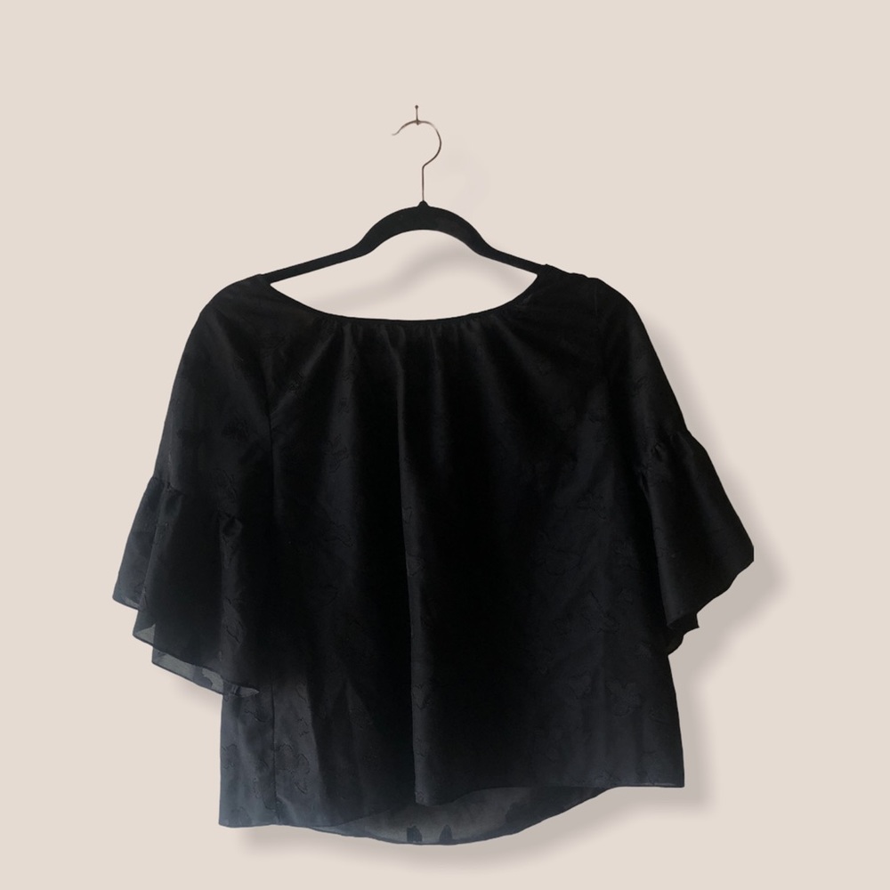 Madewell black butterfly top semi sheer